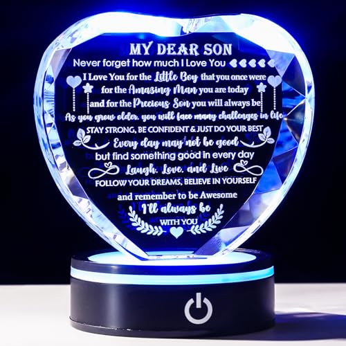 YWHL Meaningful Gifts for Son with Colorful LED Base Birthday Gifts for Son Adult from Mom Dad...