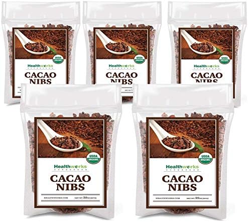 Healthworks Cacao/Cocoa Nibs Raw Organic (10 Pounds) (5 x 2 Pound Bags) | Criollo Bean | Unsweetened Chocolate Substitute | Certified Organic | Keto, Vegan & Non-GMO | Antioxidant Superfood