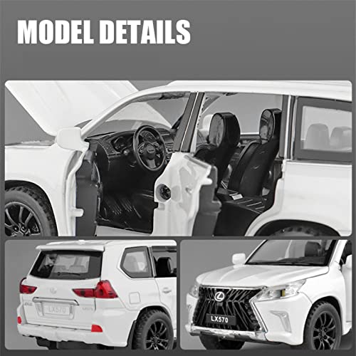 Haomabu Lexus Lx570 1/32 Off-Road Suv Car Model , Alloy Pull Back Diecast Metal Toy With Sound Light 6 Open Doors For Kids Boy Girl Gift(White) #TOP3