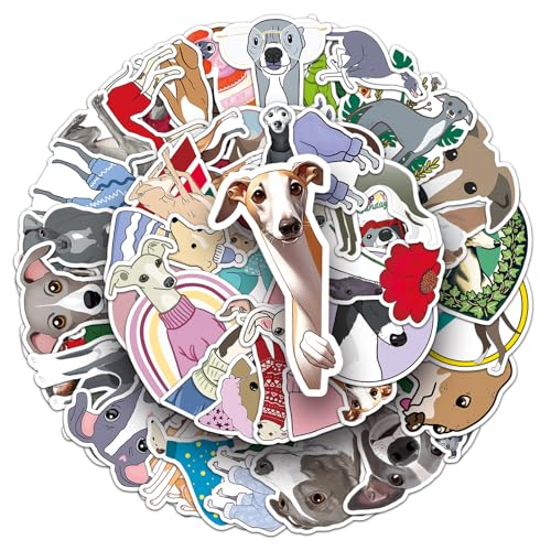 50Pcs Greyhound Stickers Laptop Car Scrapbook Phone Skateboard Suitcase Luggage Bike Greyhound Stickers Vinyl Waterproof Aesthetic Personalised Stickers for Teens Boys Girls Adults