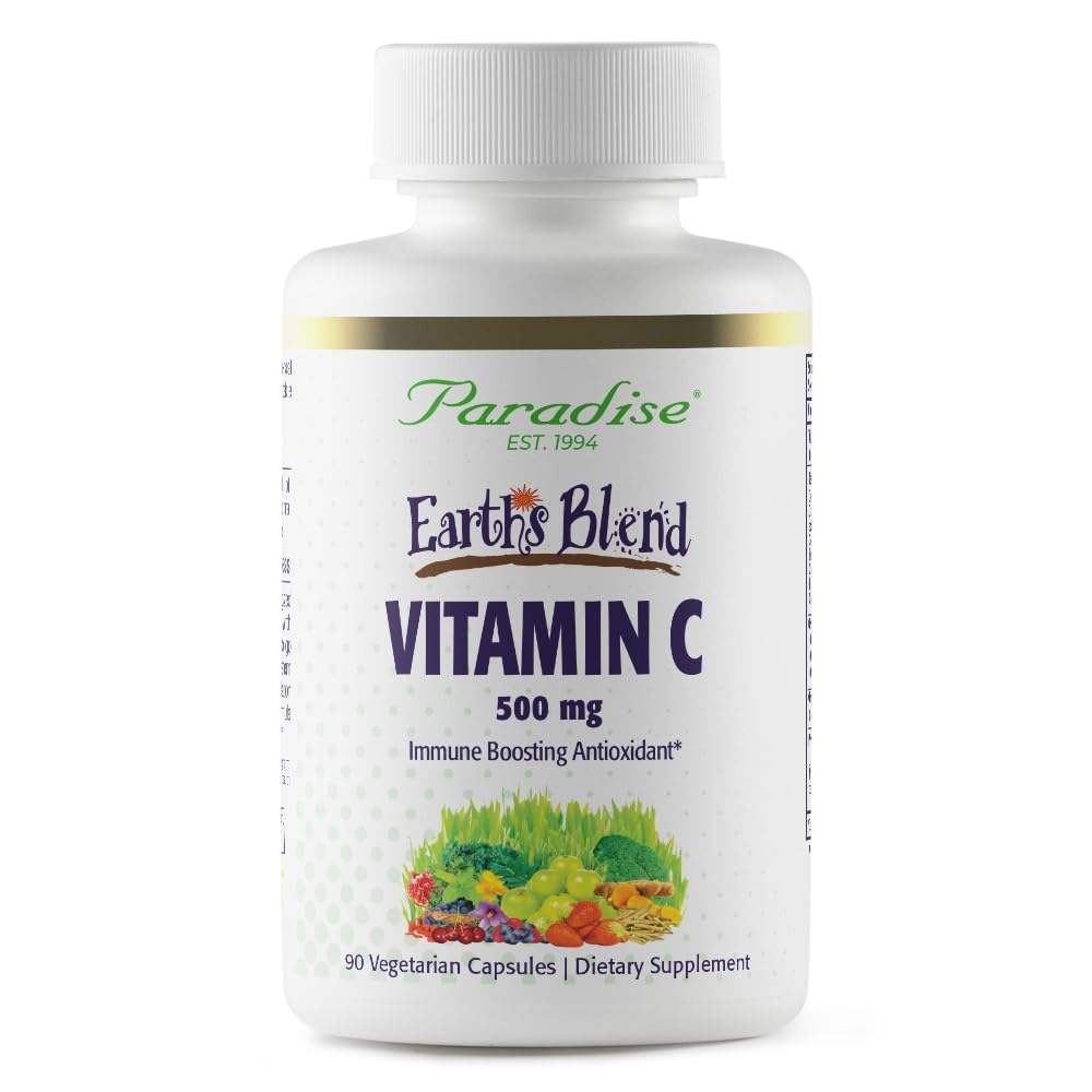 Paradise Herbs Earth's Blend Vitamin C with Nature's C and Adaptogens, Superfoods Base of Probiotics & Organic Alkalizing Greens, 90 Vegetarian Capsules