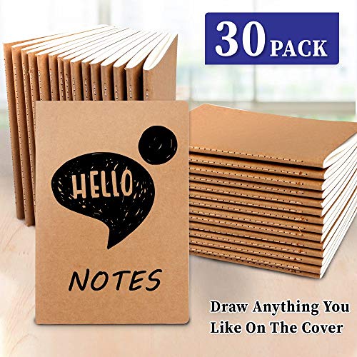 Feela 30 Pack Kraft Notebooks, A5 60 Lined Pages Notebooks And Journals For Women Girls Students Making Plans Writing Memos Office School Supplies, 8.3 X 5.5 In #TOP2