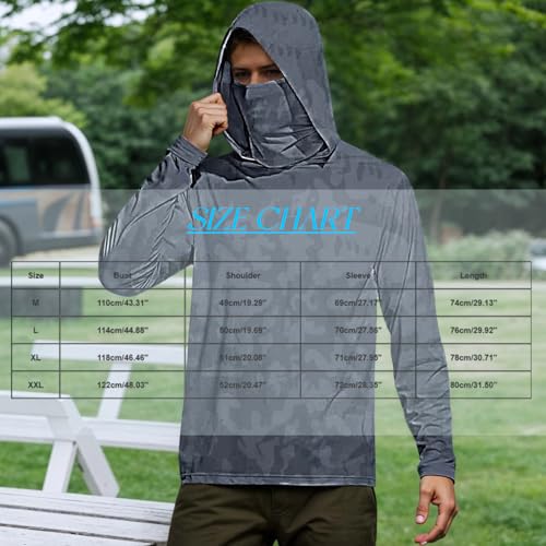 Hooded Sun Shirts for Men with Mask Fishing Shirts for Men Long Sleeve Upf 50 Rash Guards Cooling Hoodies Hiking Tops2