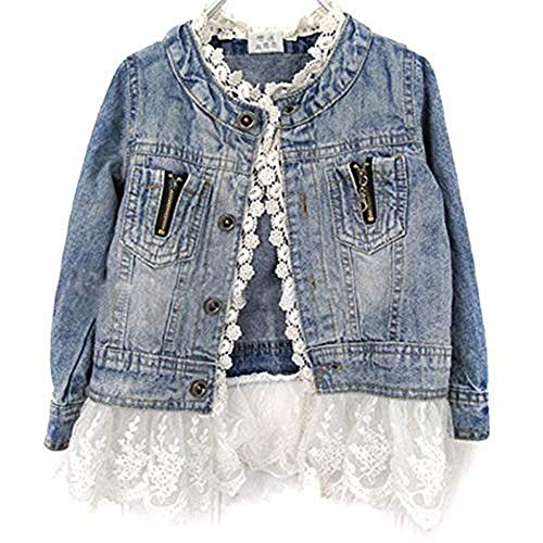Veste en denim dentelle fille 2-6 ans blouson jean manches longues
