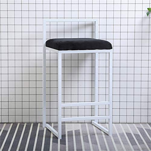 Tabouret de bar en velours blanc et métal hauteur comptoir pour cuisine