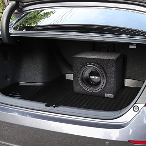 Atrend Bbox Single 10 Inch Subwoofer Sealed Enclosure - Car Subwoofer Box & Enclosures - Premium Subwoofer Box Improves Audio Quality, Sound & Bass - Red & Black Spring Terminals - Charcoal