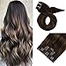 Produktbild Moresoo 16 Zoll/40cm Balayage Hair Clip in Glatt Haarteil Haarverlängerung Vollkopf Brasilianischen Menschen Haar Haarfarbe Schwarz #2 Darkest Brown to #6 Medium Brown 120g 7 Teiliges