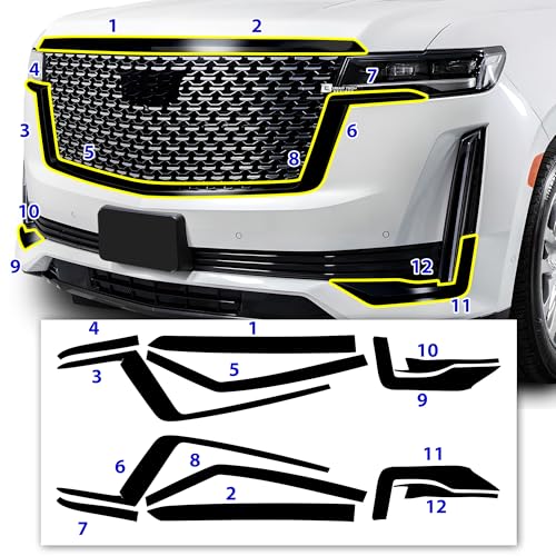 BOGAR TECH DESIGNS for Cadillac Escalade 2021-2024 Front Chrome Delete – Precut Vinyl Trim Overlay, Gloss Black Blackout Look by BOGAR TECH DESIGNS - Image 6