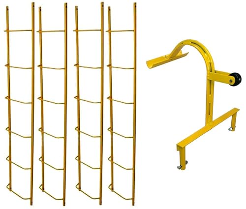 ACRO 11610/11601 - Steel Chicken/Roof Ladder Set - Includes: (4) 6' Steel Ladders & (1) Roof Hook w/Wheel
