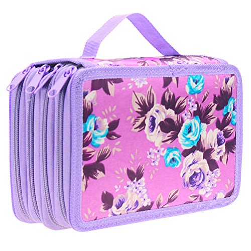 72 Slots Pencil Case, Canvas Colored Pencil Holder Pen Bag Pouch Stationary Case for Artist Students