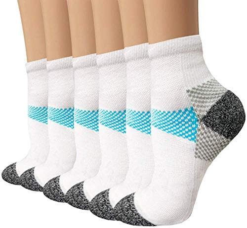 Copper Plantar Fasciitis Running Compression Socks for Men & Women –6 Pairs Arch Support Ankle Socks for Athletic&Travel