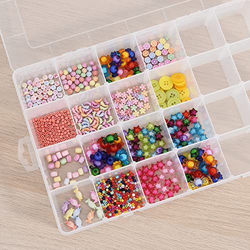2 Pack 24 Grids Clear Plastic Organizer Box, Bug Hull Craft Storage Container Jewelry Box With Adjustable Dividers For Beads Art Diy Crafts Jewelry Fishing Tackle Metal Parts Accessories Screws Button #TOP4