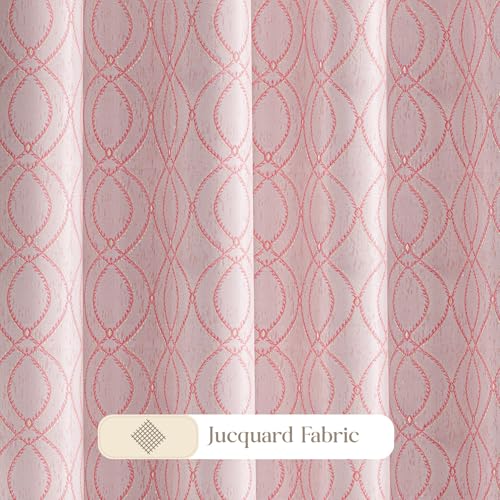 Image of Yellow Weaves 1 Pc Jacquard Oval Eyelet Window Curtain - Perfect for Home, Office, Bedroom, Living Room & Balcony - 5 Feet (Dusty Pink)