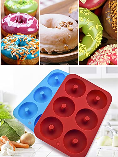 Miniatura 4 de Sonfedo Moldes De Silicona Para Dónut, 1 Molde De Silicona Donut, 6 Cavidades Rosquillas Antiadherentes Bandeja, Para Hacer Galletas, Magdalenas, 1pc Cepillo De Silicona