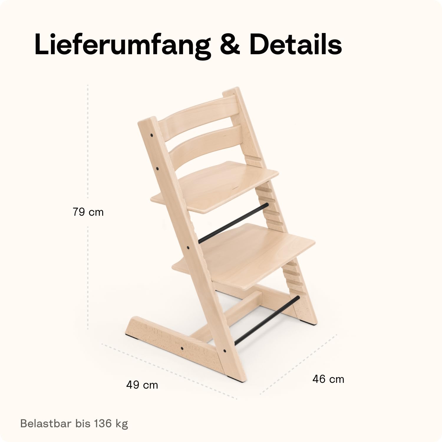Stokke Tripp Trapp Stuhl Natural – Verstellbarer ergonomischer Stuhl für Kleinkinder, Kinder & Erwachsene