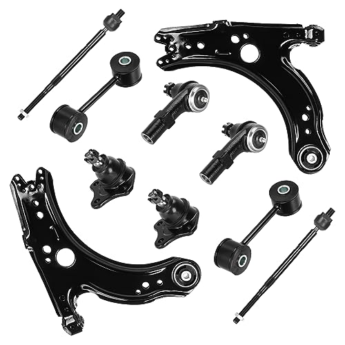 Image of Front Lower Control Arms w /Ball Joints Sway Bar End Links Tie Rods Suspension Kit for Beetle 2001-2010, for Golf 2003-2006, for Jetta 2001-2005 (10PCs)