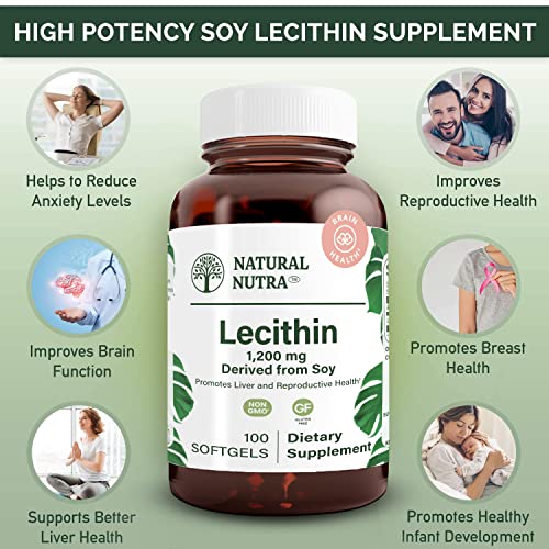 Natural Nutra Soy Lecithin Dietary Supplement, Support Brain Functioning, Liver Performance And Reproductive Health, Infant Development, Boost Brain Functioning, Gluten-Free, Non Gmo, 100 Softgels #TOP2