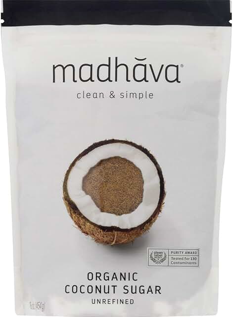 MADHAVA Organic Coconut Sugar (1LB, Pack of 6), Natural Sweetener, White...