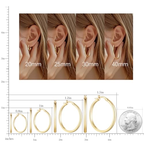 14K Gold Hoop Earrings for Women 14K Gold Earrings for Women Lightweight Gold Hoop Earring for Womens Hoops Earring for Womens 20/25/30/40mm2