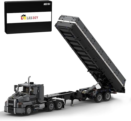 RAHEL Juego de bloques de construcción de camiones de alta resistencia con remolque, MOC, modelos de camión coleccionables, kits de juguetes de