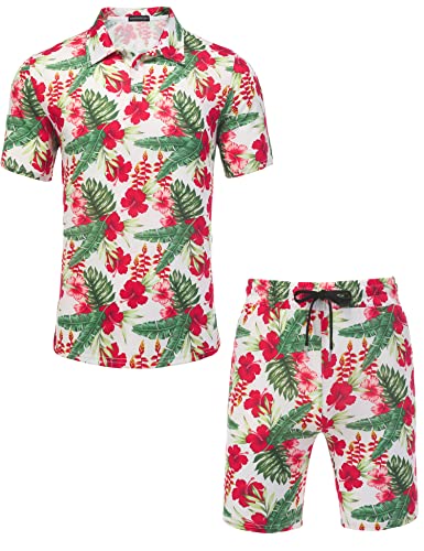 Daupanzees Men's 2 Pieces Shirt Set Short Sleeve Fashion Summer Tracksuits Casual Set4