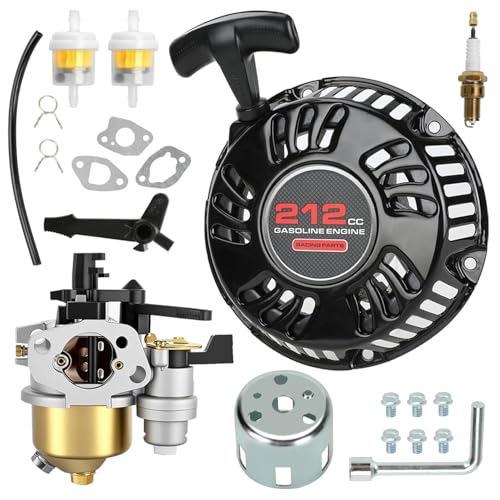 Image of EOPOAYI Pull Start and Carburetor Kit Compatible with Predator 212cc Non Hemi 6.5HP Engine 69730 60363 68121 Coleman Mini Bike CT200U BT200X KT196 Go Kart Generator Lawn Mower Pressure Washer Parts