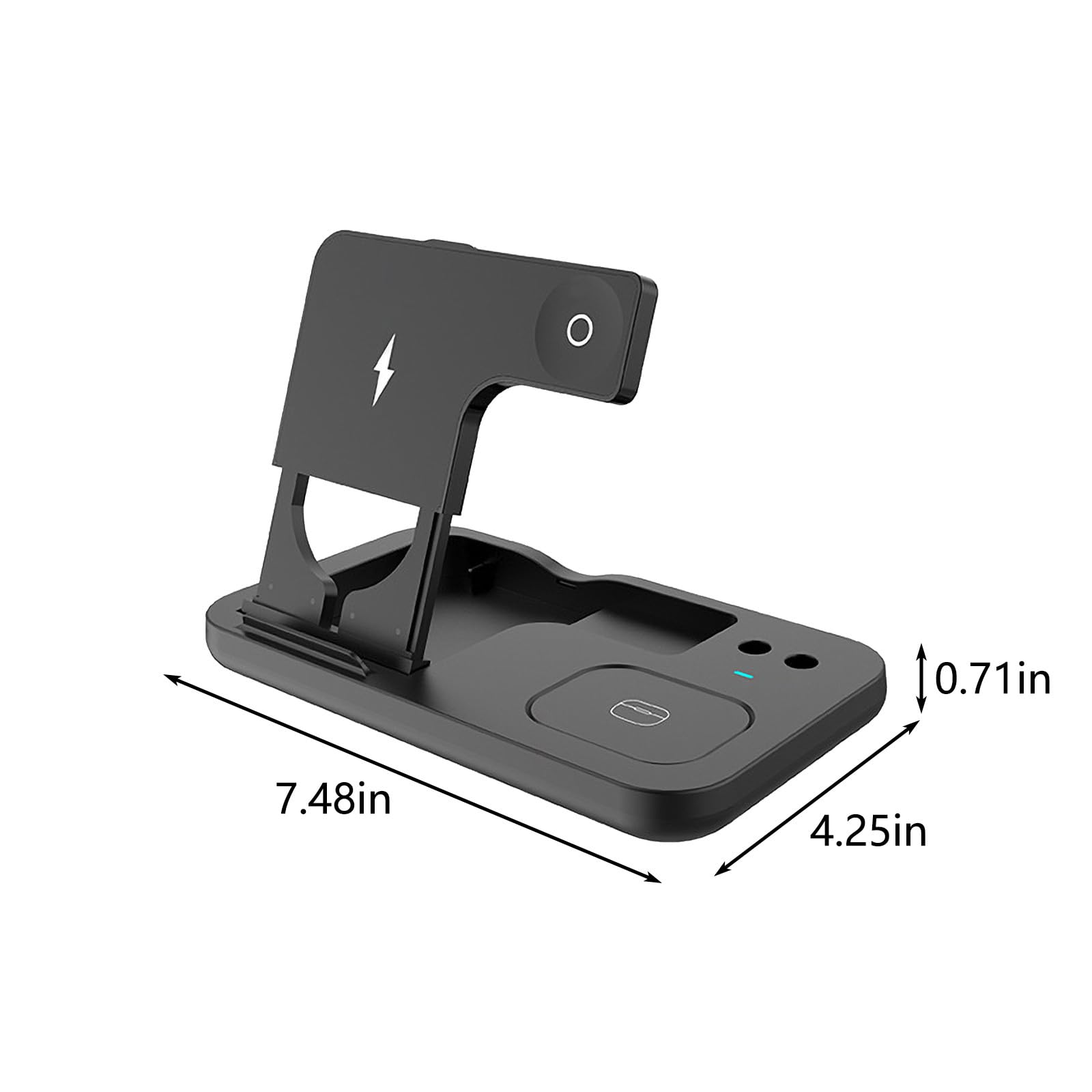 Cargador Inalámbrico 3 en 1 con Adaptador y Estuche de Viaje, Estación de Carga Inalámbrica Rápida, Carga Inalámbrica Más Rápida de 15W, Protección Inteligente Múltiple, Cargador Inalámbrico Plegable/