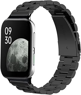 KangPlus Strap for Oppo Watch 2 46mm,Metal Strap Replacement Bands Stainless Steel Wristband with Adjustable Closure 5.5-8.1 inch with Remove Tool for Women Men - Black