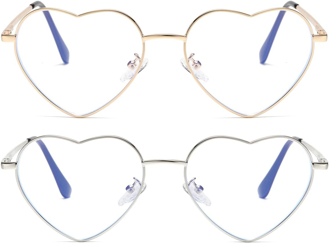 JOVAKIT Heart Shaped Blue Light Blocking Glasses for Women Fashion Vintage Lovely Style Metal Frame Eyeglasses image 2