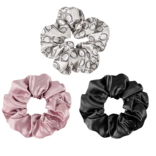 Chouchou 100 % soie de mûrier premium pour cheveux bouclés lot de 3 pièces