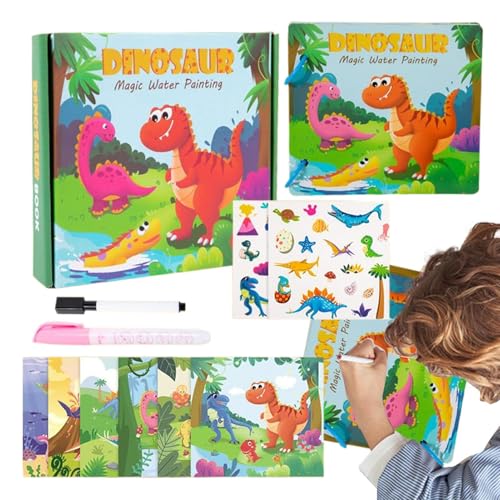 Cuaderno De Trabajo De Acuarelas - Suministros de Arte de Papel de Dinosaurios - Libro Para Colorear Con Rotuladores De Agua,Para Adulto Estudiante Niño Principiante Joven Escuela Hogar Viaje