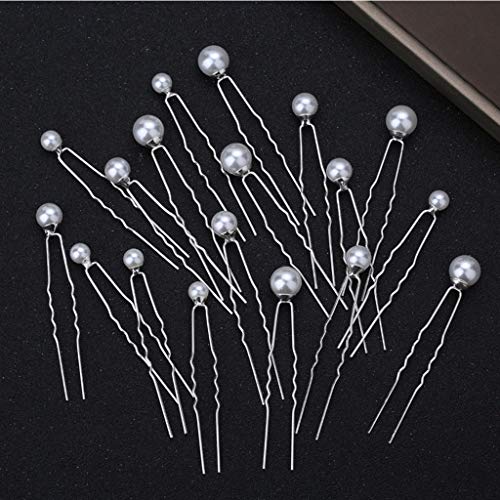 Pearl Hair Clip,LYDZTION 12Pcs 3 Sizes Women Girls U-shaped Large Hair Clips Pins Barrette Ties Hair Pin Metal Barrette Clip Hairpins Pearl Bridal Tiara Hair Accessories
