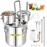 Boswell 13.2Gal / 50L Alcohol Still with Circulating Pump, Copper Tube and Dual Display Thermometer,Stainless Steel Alcohol Distiller Kit for DIY Wine,Distilling Water, Essential Oils,Home Brewing Set