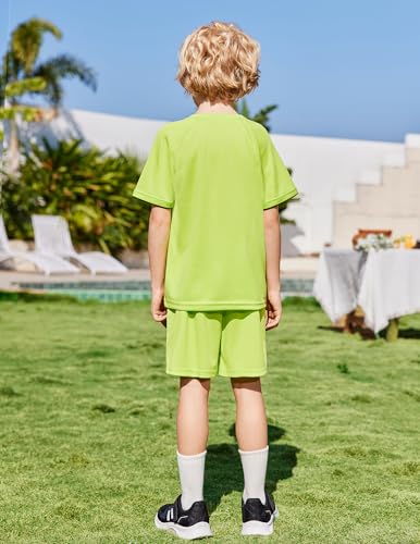 Image of Arshiner Boys Loose Athletic Set Crew Neck T-Shirt & Mesh Short 4-13 Years | Boys Loose Athletic Shorts Set Performance Crew Neck T-Shirt and Mesh Short Outfits Lightweight & Breathable
