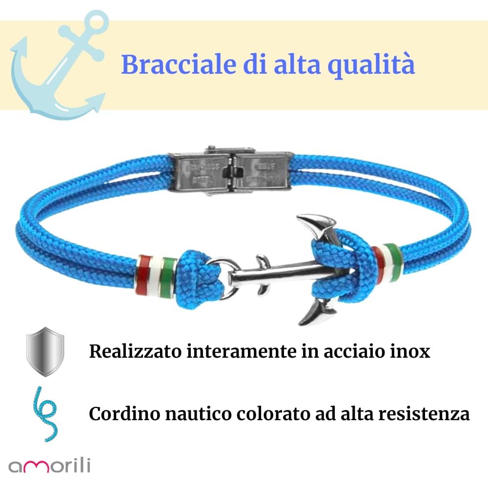 Bracciale Uomo Ancora in Acciaio Inox e Corda | Braccialetto Nautico Marinaro Regolabile | Gioiello Maschile Elegante e Resistente | Idea Regalo Uomo Amante del Mare bcc1138