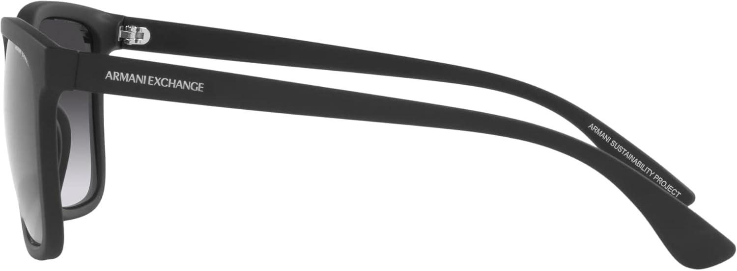 Armani Exchange A|X Mens AX4112SU Universal Fit Rectangular Sunglasses, Matte Black/Grey Gradient, 55 mm - Image 2