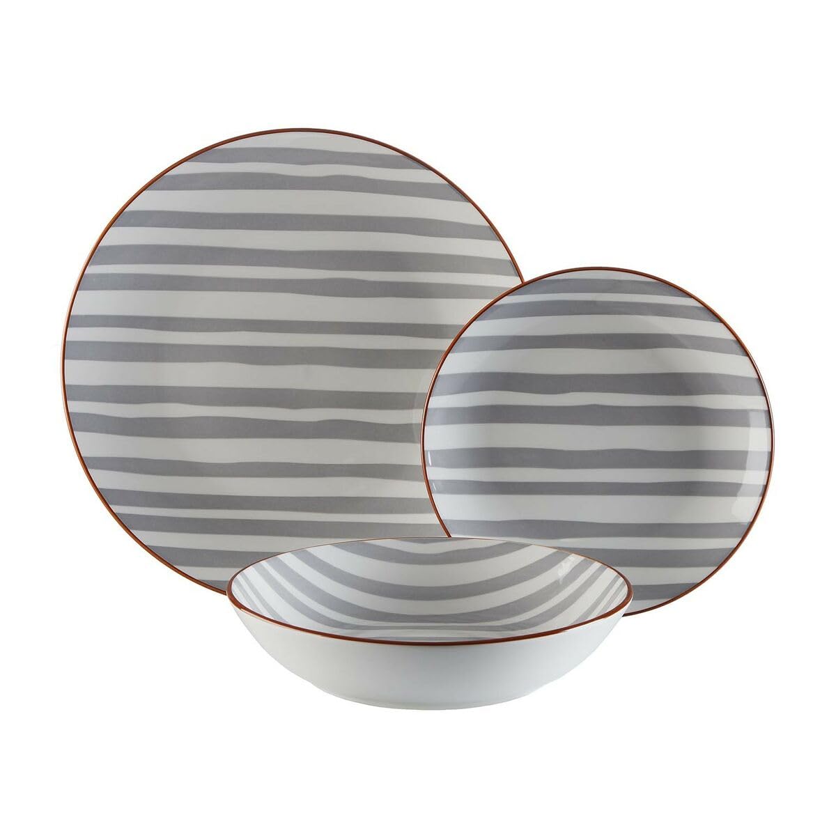 Versa Set de Vajilla Venecia 18 Piezas Gris Porcelana