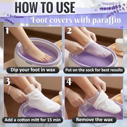 Image of 200PCS Foot Cover - Paraffin Bath Liners for Pedicure Transparent Therapy Boot Feet Protectors Covers for Women Sock for Hot Wax Spa Treatment Booties Bag for Paraffin Machine Care Accessories