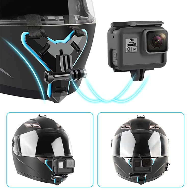Fiets motorfiets full face helm kinriem riem mount voor GoPro Hero 11/10/9/8/7 Max, DJI Osmo Insta360 andere actiecamera's (oranje