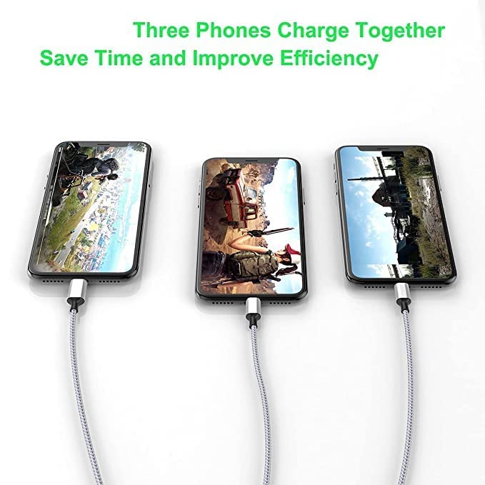 Image of Unbreakable 3 in 1 USB Fast Charging USB Cable with Type C,Micro USB Port with 2.1 A, Compatible with iPhone, iPad, Samsung, OnePlus, Oppo, Vivo, Xiaomi, 1.25M (Trio-11, Black)