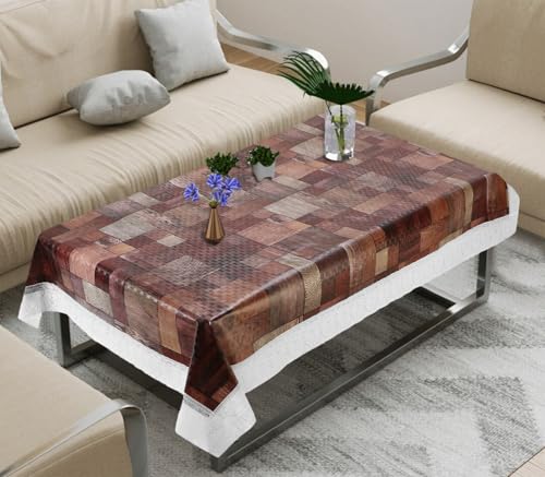 Image of Dakshya Industries PVC Waterproof Center Table Cover 40 x 60 Inch | Rectangle Coffee Table Cover | Spill Proof Oil Resistant Dustproof Heat Resistant Wipe Clean