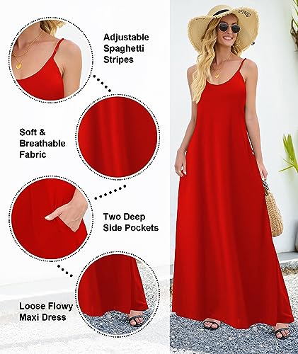 Wolddress Womens 2025 Casual Sleeveless Sundress Plus Size Loose Plain Long Summer Beach Maxi Dress with Pockets S-5X - Image 4