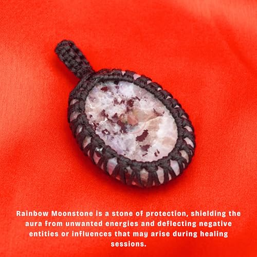 Image of REMEDYWALA Gemstone Macrame Pendant for Reiki & Crystal Healing, Natural Stone
