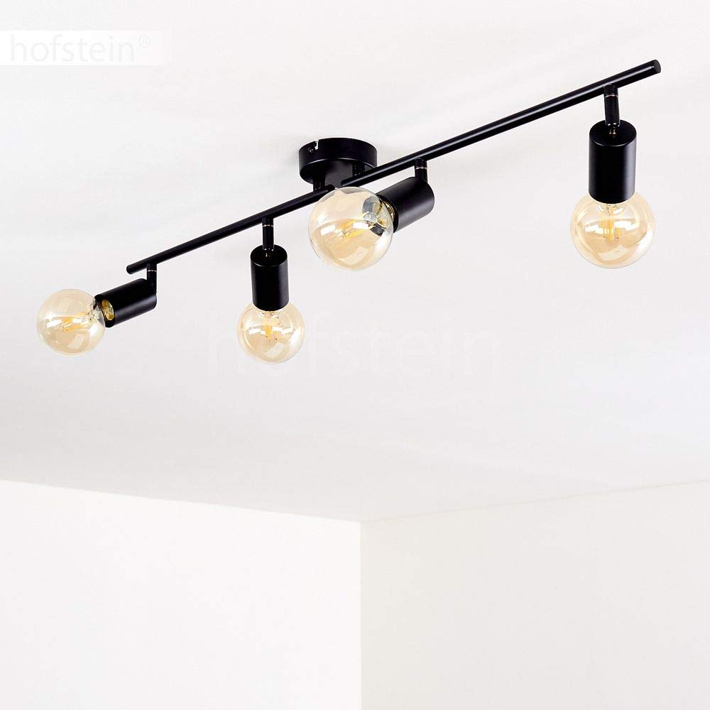lampada a soffitto Maidford, lampada a soffitto in metallo in nero, a 4 luci, con faretti regolabili, 4 x attacco E27, design retro/vintage spot, senza lampadina/e
