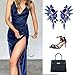 VANGETIMI Blue Vintage Rhinestone Statement Earrings Fashion Bling Crystal Cluster Drop Dangle Earrings for Women Party Prom