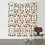 QAZWZML Dekorativer Wandteppich mit Gemüse & Früchten, geeignet für Schlafzimmer, Schlafsäle, Picknickdecken usw.