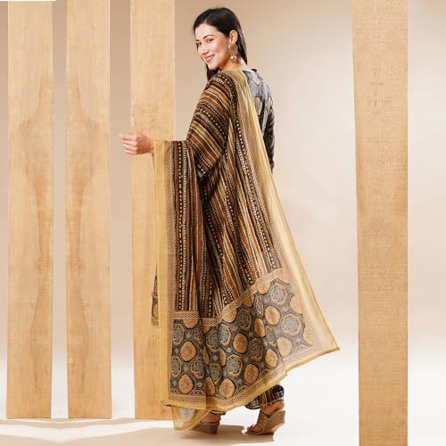 Image of Globus Women Kurta Sets (3641921001 Olive XS)