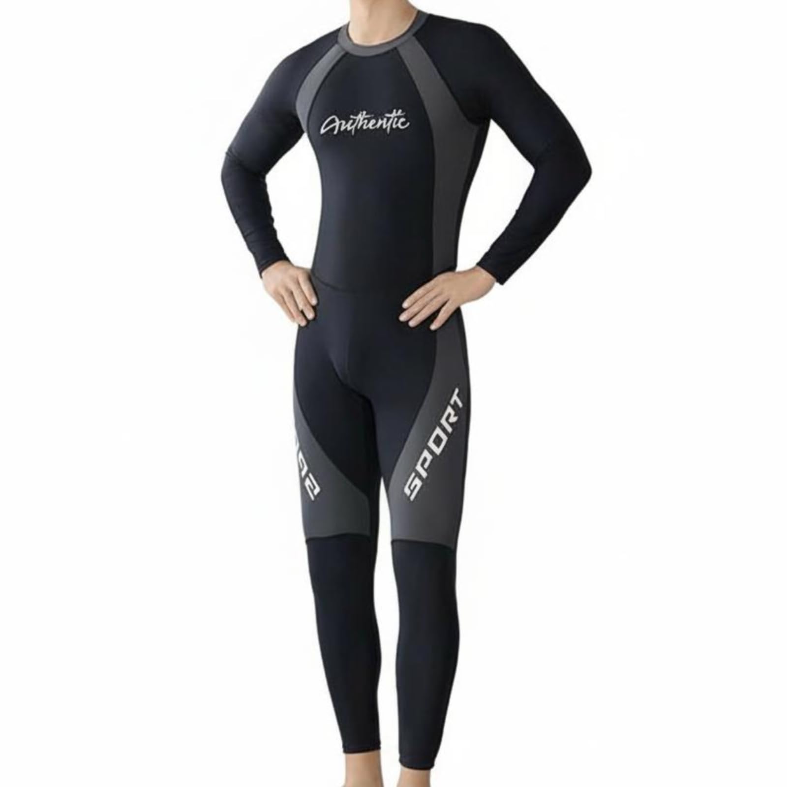 Tuta Intera Uomo Manica Lunga Asciugatura Rapida Nuoto - Poliestere Sportivo per Fitness Palestra e Sport- N5 Nero Grigio L