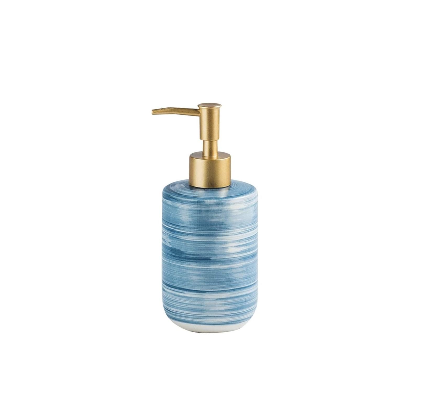 Dispenser per Sapone Liquido in Ceramica da 350 ml con Pompa, flacone per l'erogazione di emulsioni, Shampoo, Bagno, Blu, Taglia Unica,Blue-One Size
