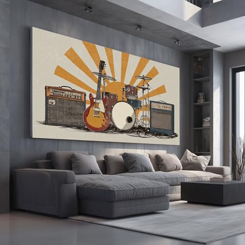 Guitare vintage tableau decoration murale pour une chambre adulte chaleureuse